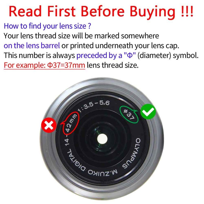 ULBTER 37mm Snap-on Lens Cap Cover with Keeper for Olympus 14-42mm 1:3.5-5.6 Lens,ULBTER Center Pinch Lens Cap & Lens Cover Strap 2Pack - Image 2